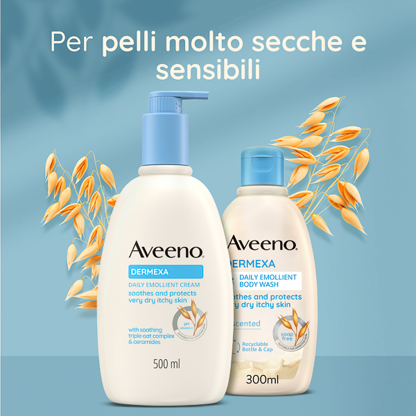 Aveeno Dermexa Crema Idratante Per Pelle Molto Secca e con Prurito, adatto per pelle con tendenza atopica e soggetta a eczema, Senza Profumo 500 ml Aveeno Dermexa Crema Idratante Per Pelle Molto Secca e con Prurito, adatto per pelle con tendenza atopica e soggetta a eczema, Senza Profumo 500 ml