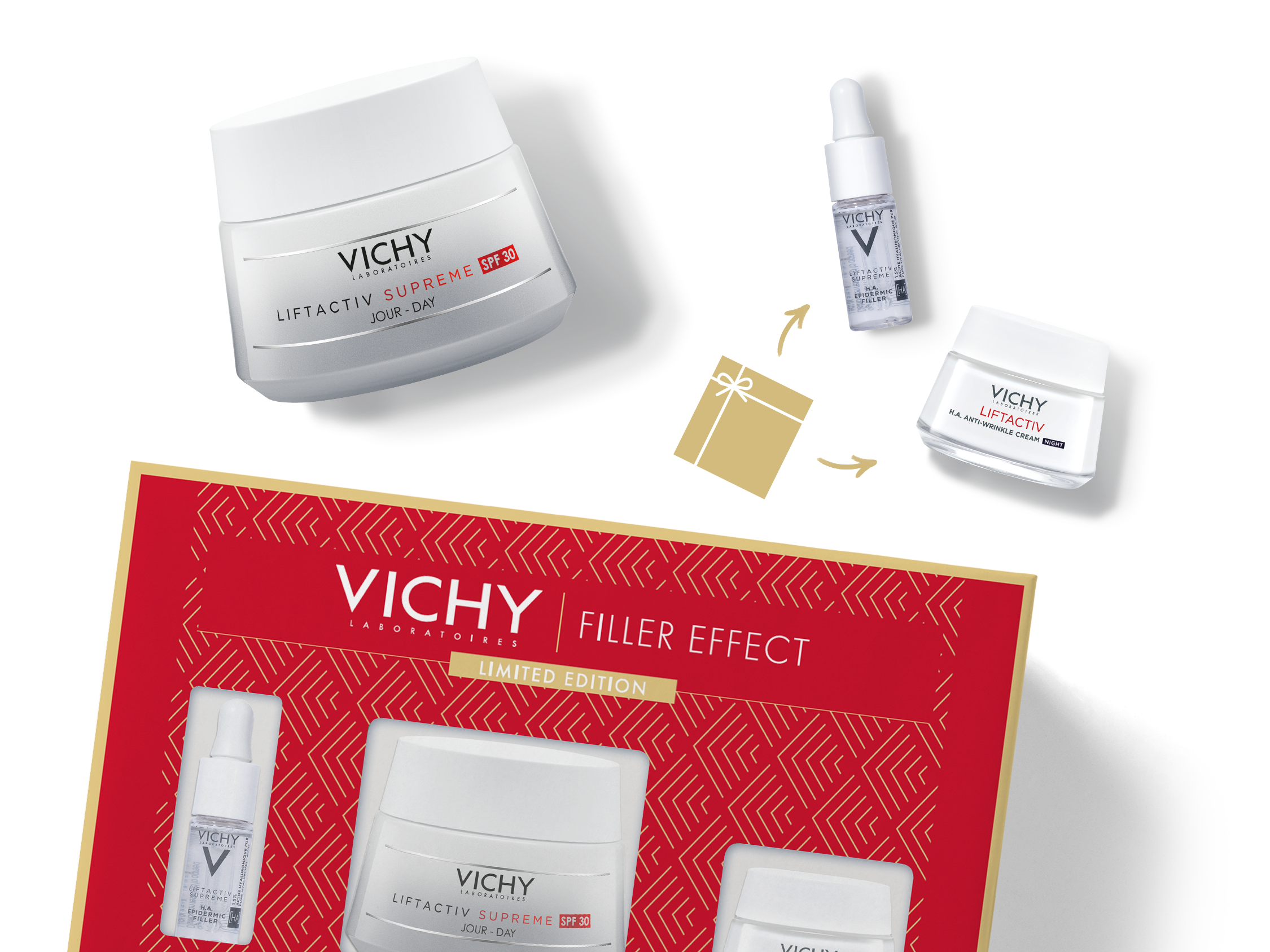 Vichy Cofanetto Regalo Natale Liftactiv H.A. Epidermic Filler Siero 10 ml + Liftactiv H.A. Spf30 Crema Giorno 50 ml + Liftactiv H.A. Crema Notte 15 ml Vichy Cofanetto Regalo Natale Liftactiv H.A. Epidermic Filler Siero 10 ml + Liftactiv H.A. Spf30 Crema Giorno 50 ml + Liftactiv H.A. Crema Notte 15 ml