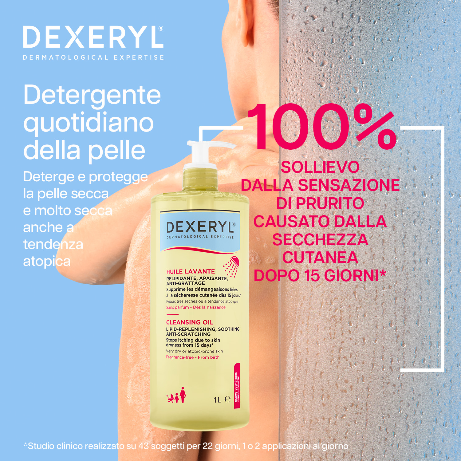 Dexeryl Olio Lavante - Detergente Antiprurito Per Pelle Secca E A Tendenza Atopica 1 Litro