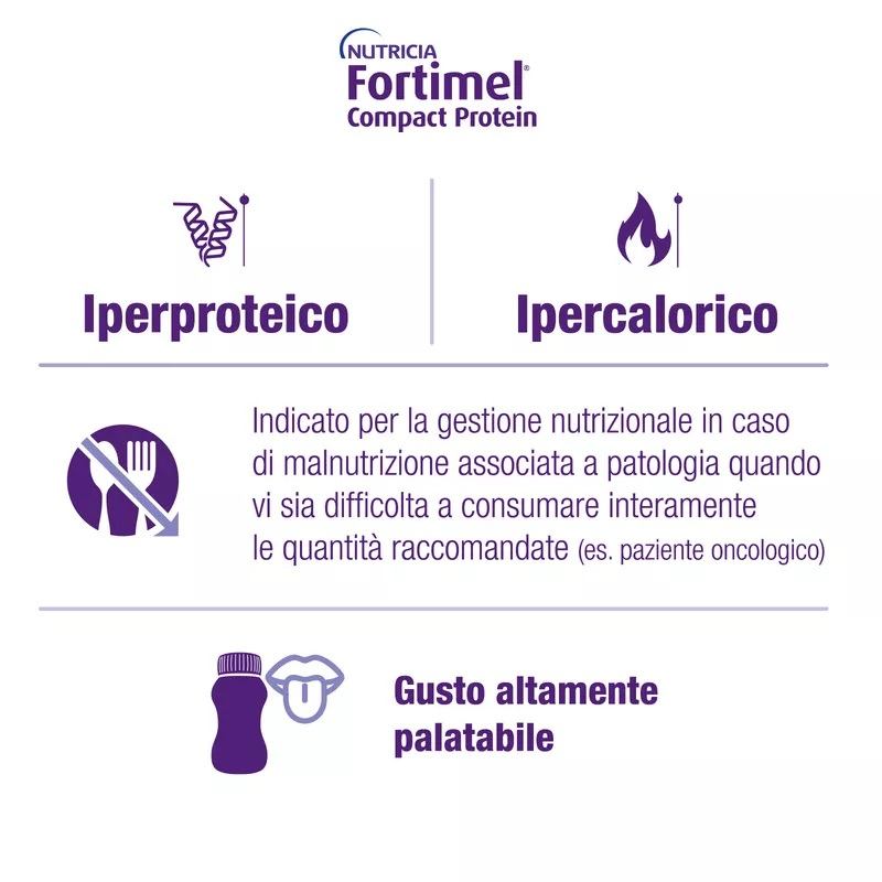 Nutricia Fortimel Compact Protein, Gusto Fragola, Ipercalorico e Iperproteico, 4x125ml Nutricia Fortimel Compact Protein, Gusto Fragola, Ipercalorico e Iperproteico, 4x125ml
