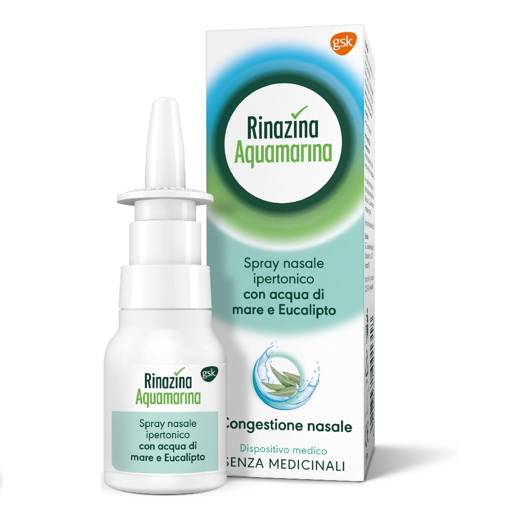 Rinazina Aquamarina Spray Nasale Ipertonico Decongestionante Raffreddore Acqua Mare Eucalipto 20 ml Rinazina Aquamarina Spray Nasale Ipertonico Decongestionante Raffreddore Acqua Mare Eucalipto 20 ml