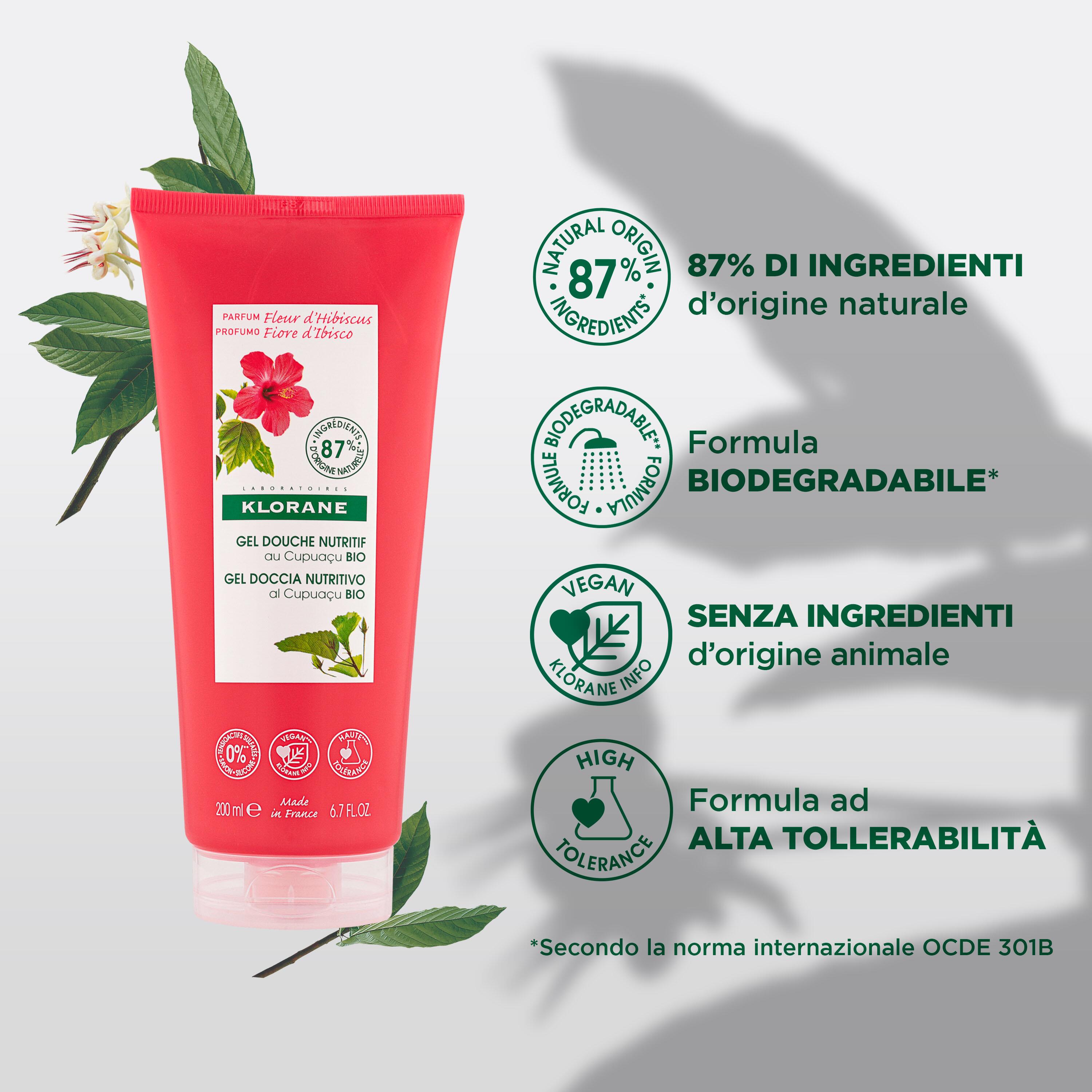 Klorane - Gel Doccia Nutritivo Al Profumo Fiore D'Ibisco Per Tutti I Tipi Di Pelle 200 ml