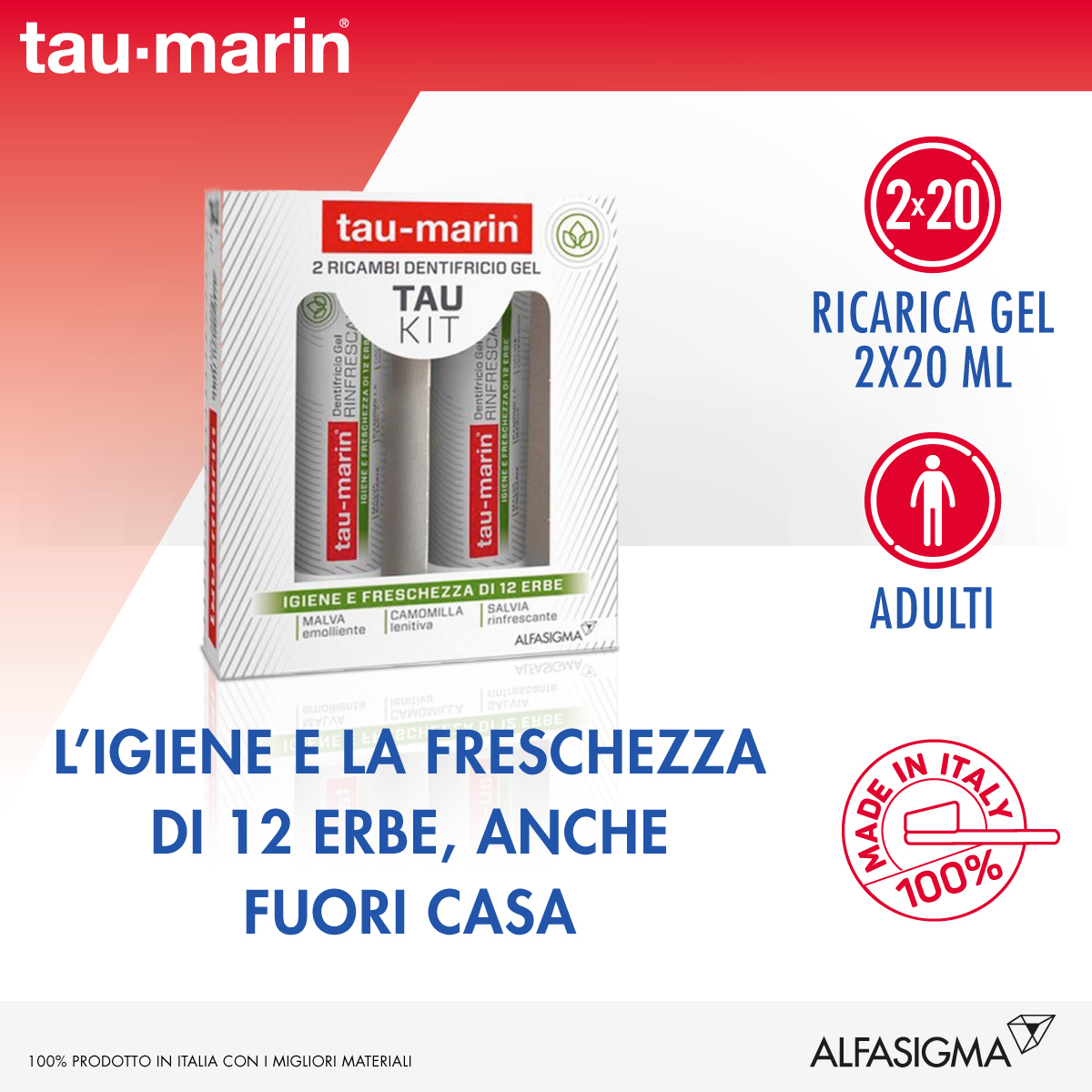 Tau-Marin Ricambio Dentifricio Gel Rinfrescante 2x20 ml Tau-Marin Ricambio Dentifricio Gel Rinfrescante 2x20 ml