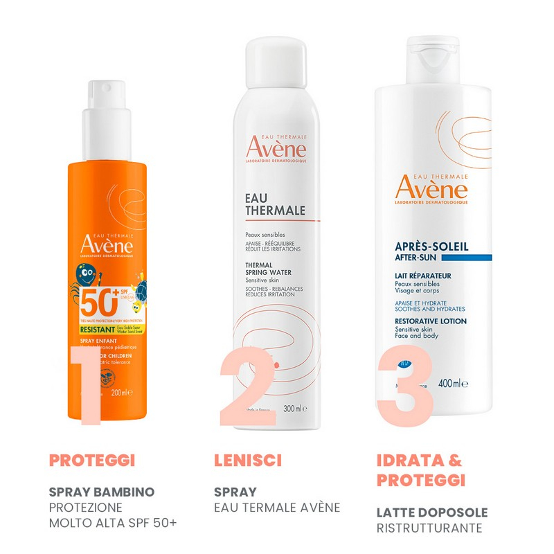 Eau Thermale Avène Spray solare bambino, protezione molto alta SPF 50+, 200 ml