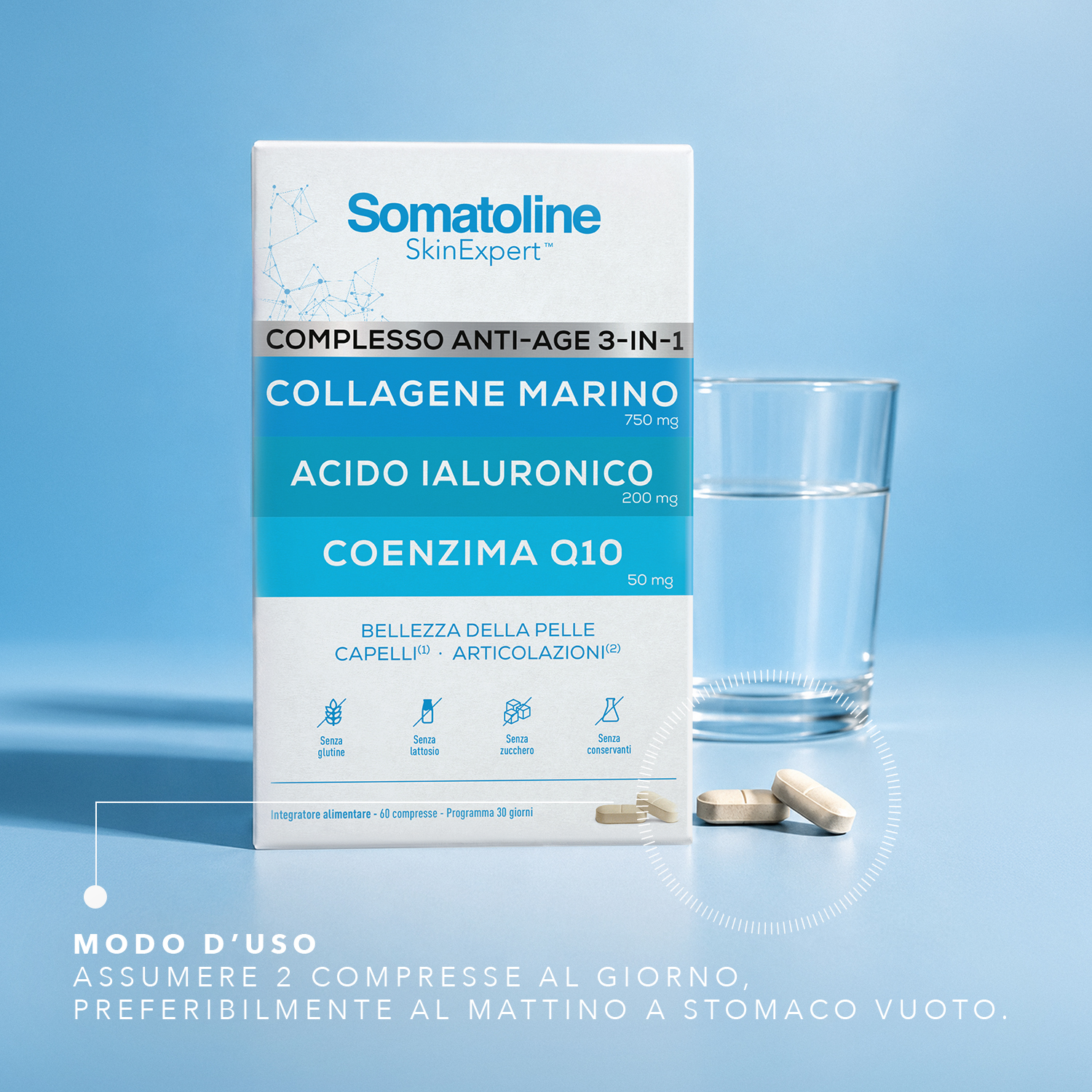 Somatoline SkinExpert Complesso Anti-Age 3 In 1 - Integratore Per Pelle, Unghie E Articolazioni 45 Compresse