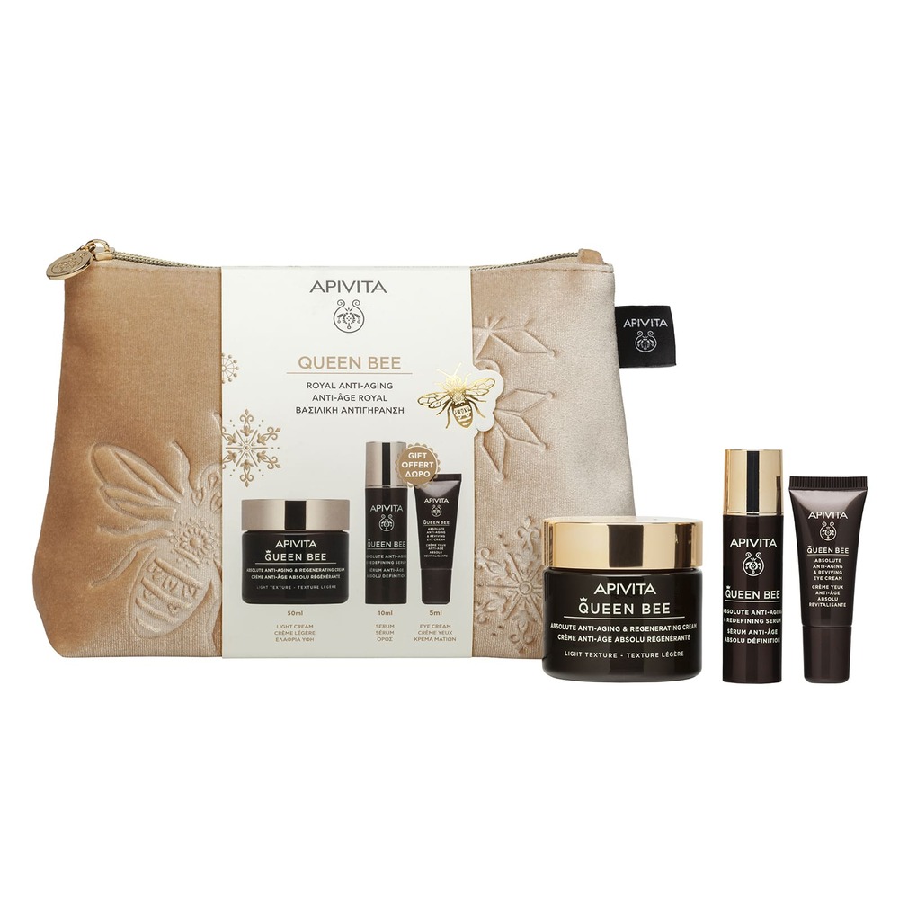 Apivita Queen Bee - Crema Leggera Anti-Età 50 ml + Siero Anti-Età 10 ml + Crema Anti-Età Occhi 5 ml