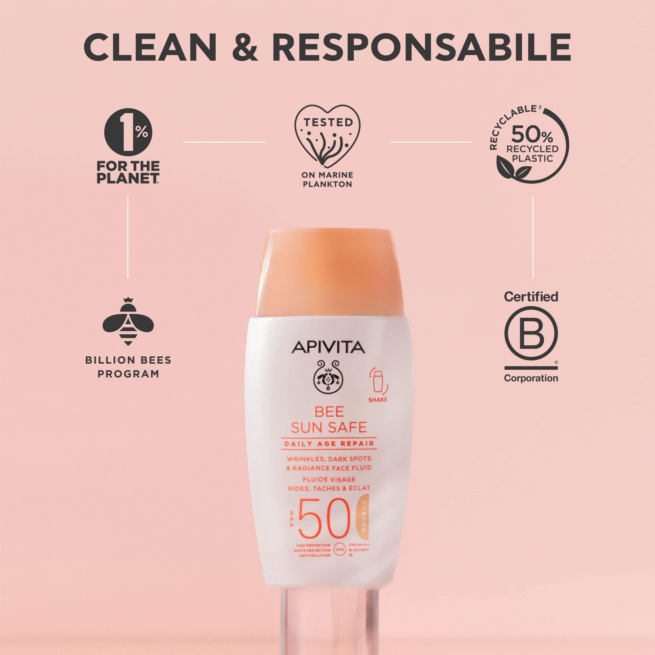 Apivita Bee Sun Safe - Fluido Colorato Anti-Rughe E Anti-Macchie Viso 50 ml