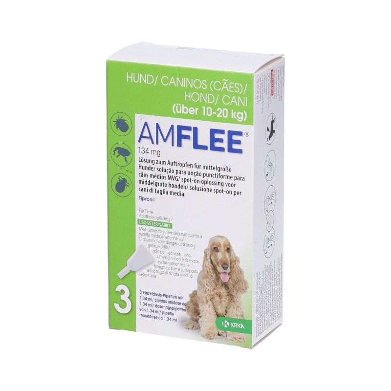 Amflee - 3 Pipette Monouso Da 1,34 ml - Trattamento Antiparassitario