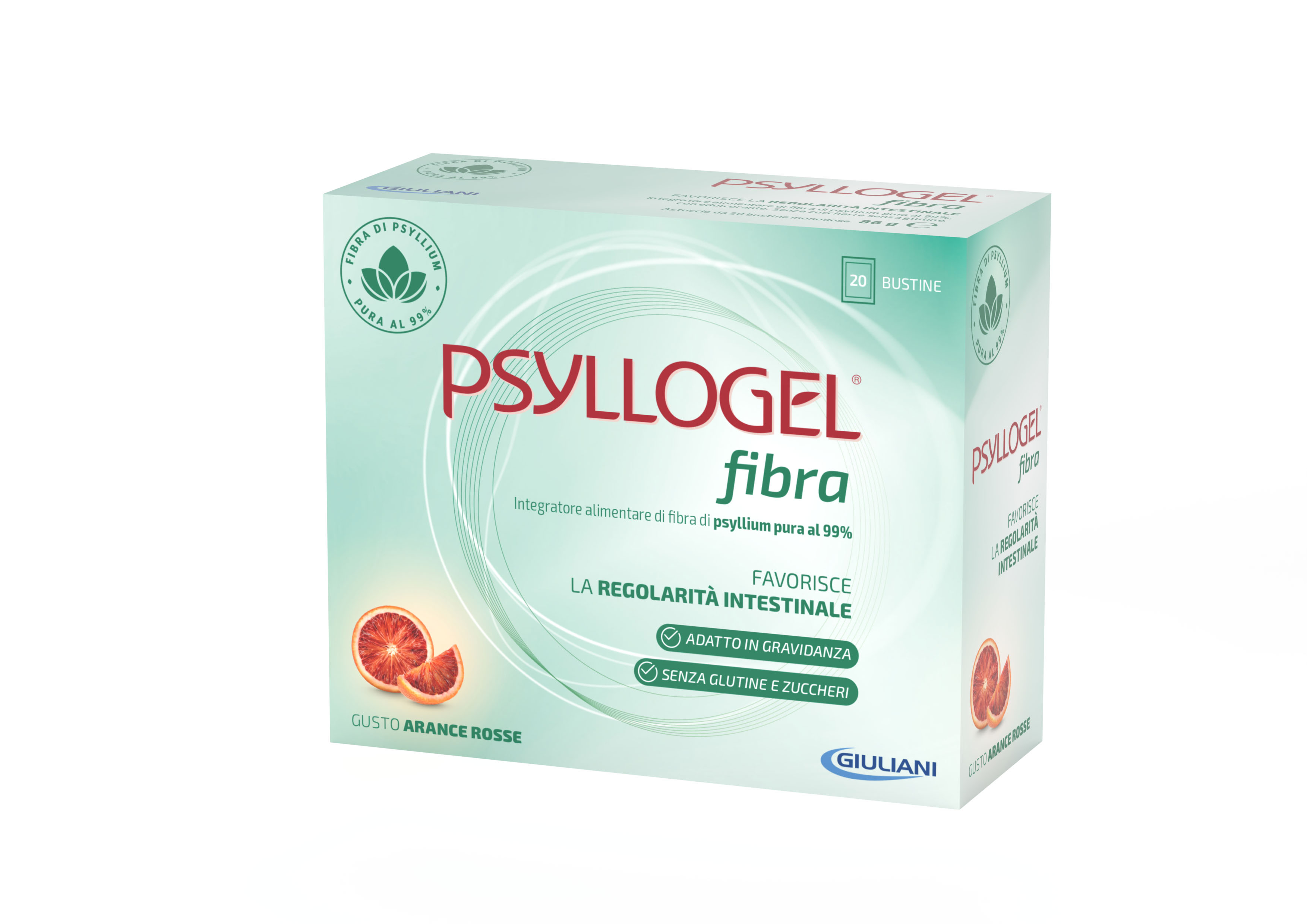 Psyllogel Fibra - Integratore per il benessere intestinale - Arancia rossa - 20 Bustine