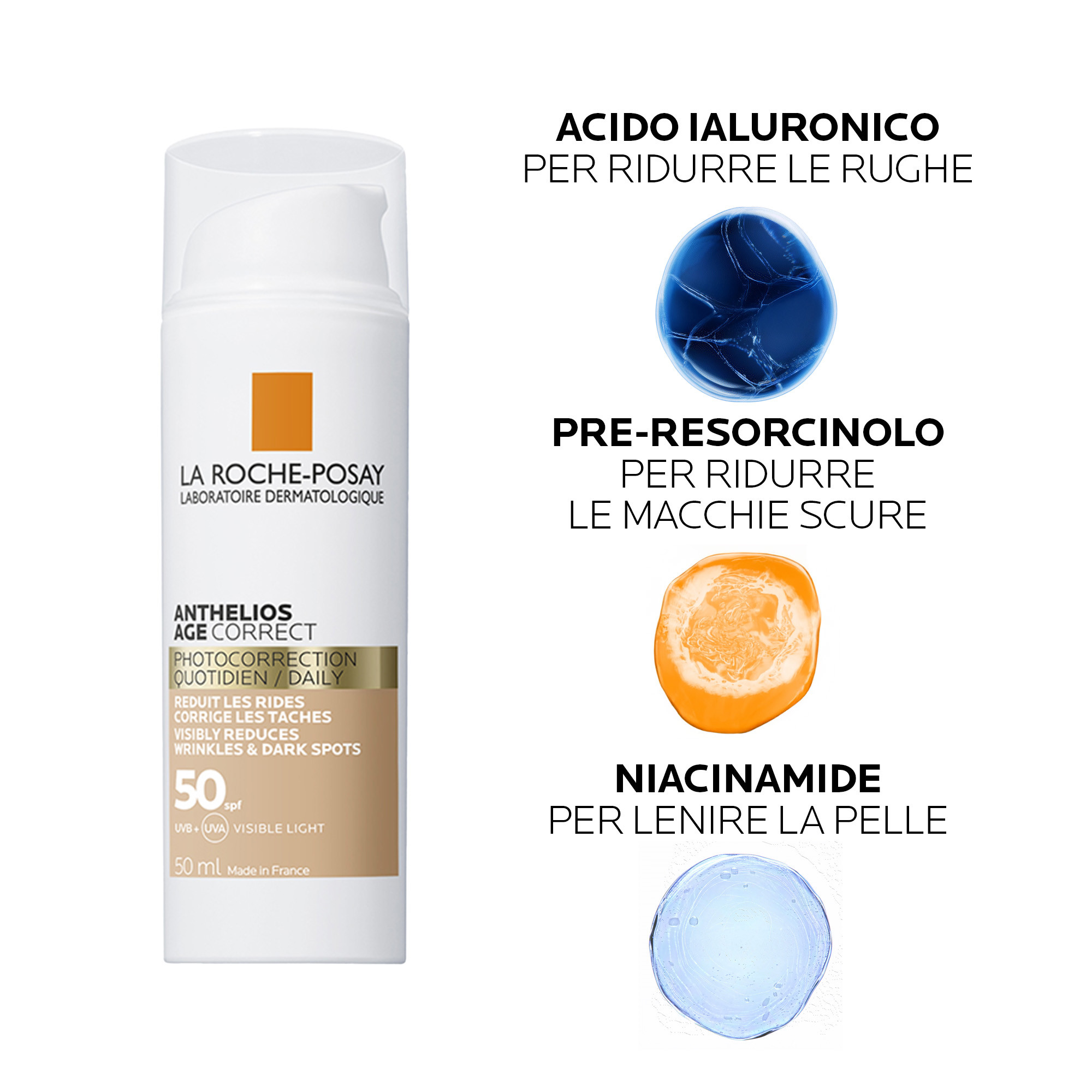 La Roche-Posay Anthelios Age Correct - Fotocorrettore Quotidiano SPF50+ Viso 50 ml