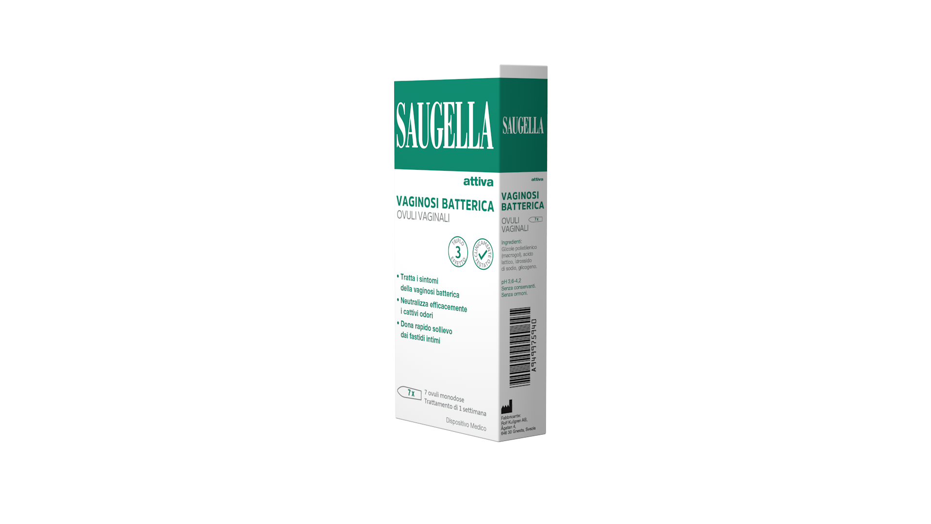 Saugella Attiva - Trattamento Per Vaginosi Batteriva 7 Ovuli Vaginali