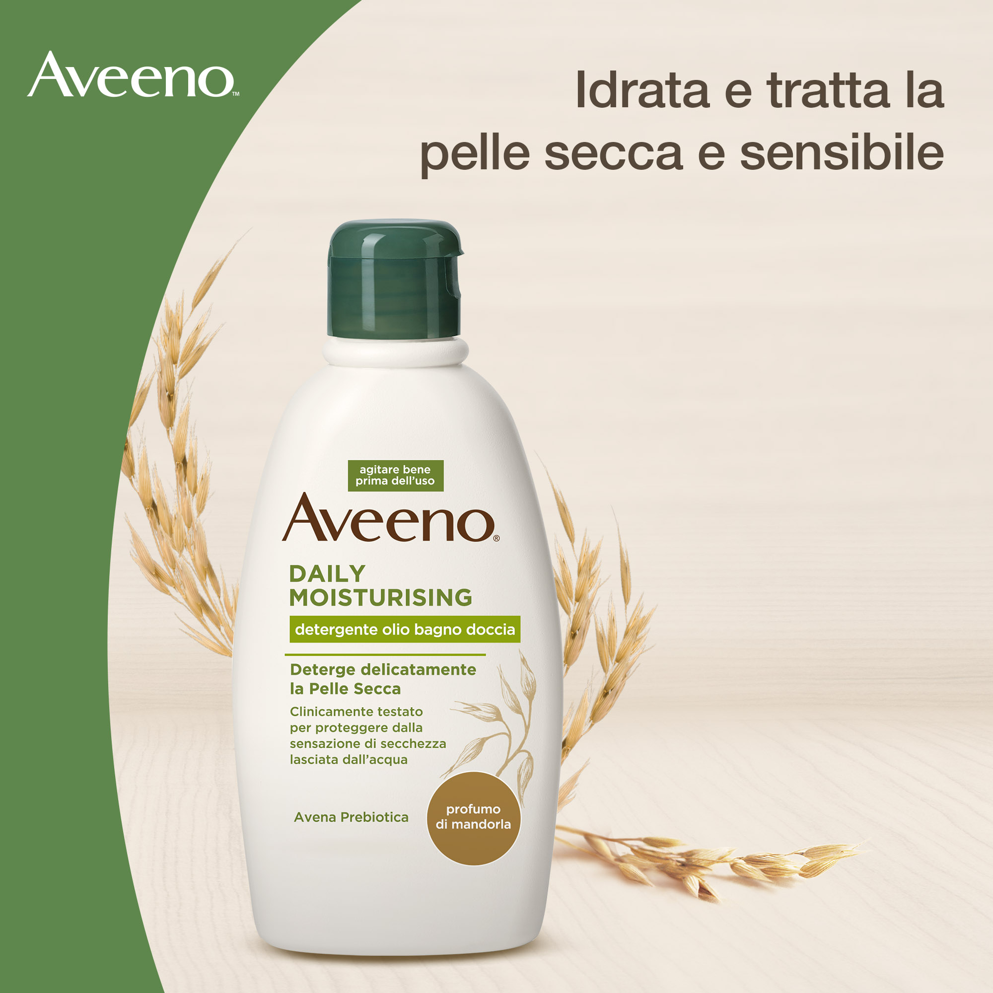 Aveeno Daily Moisturising Olio Detergente Corpo Alla Mandorla, con Avena Colloidale, per Pelle Secca e Sensibile 300 ml Aveeno Daily Moisturising Olio Detergente Corpo Alla Mandorla, con Avena Colloidale, per Pelle Secca e Sensibile 300 ml