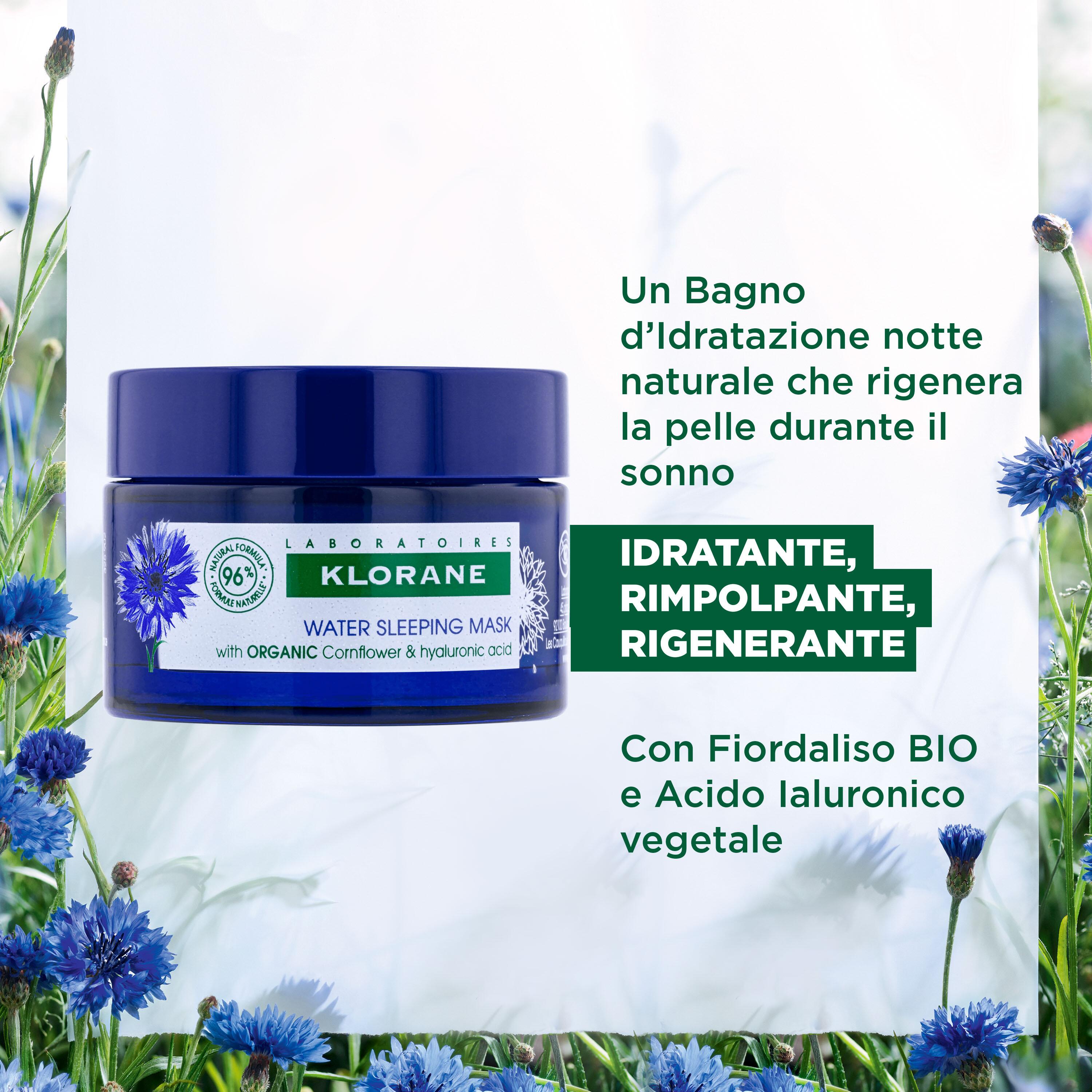 Klorane - Bagno D'Idratazione Notte Al Fiordaliso Bio E Acido ialuronico Viso E Occhi 50 ml