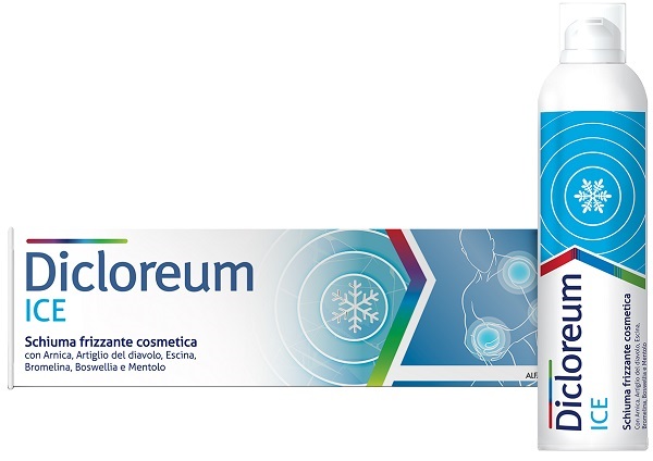 Dicloreum ICE Schiuma Frizzante 150ml - Affaticamento, dolori muscolari, dolori articolari, contusioni e piccoli traumi