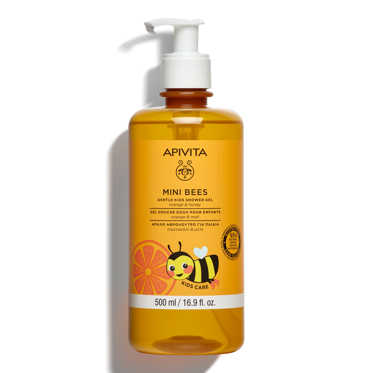 Apivita Mini Bees - Gel Doccia Delicato Per Bambini Con Arancia E Miele 500 ml