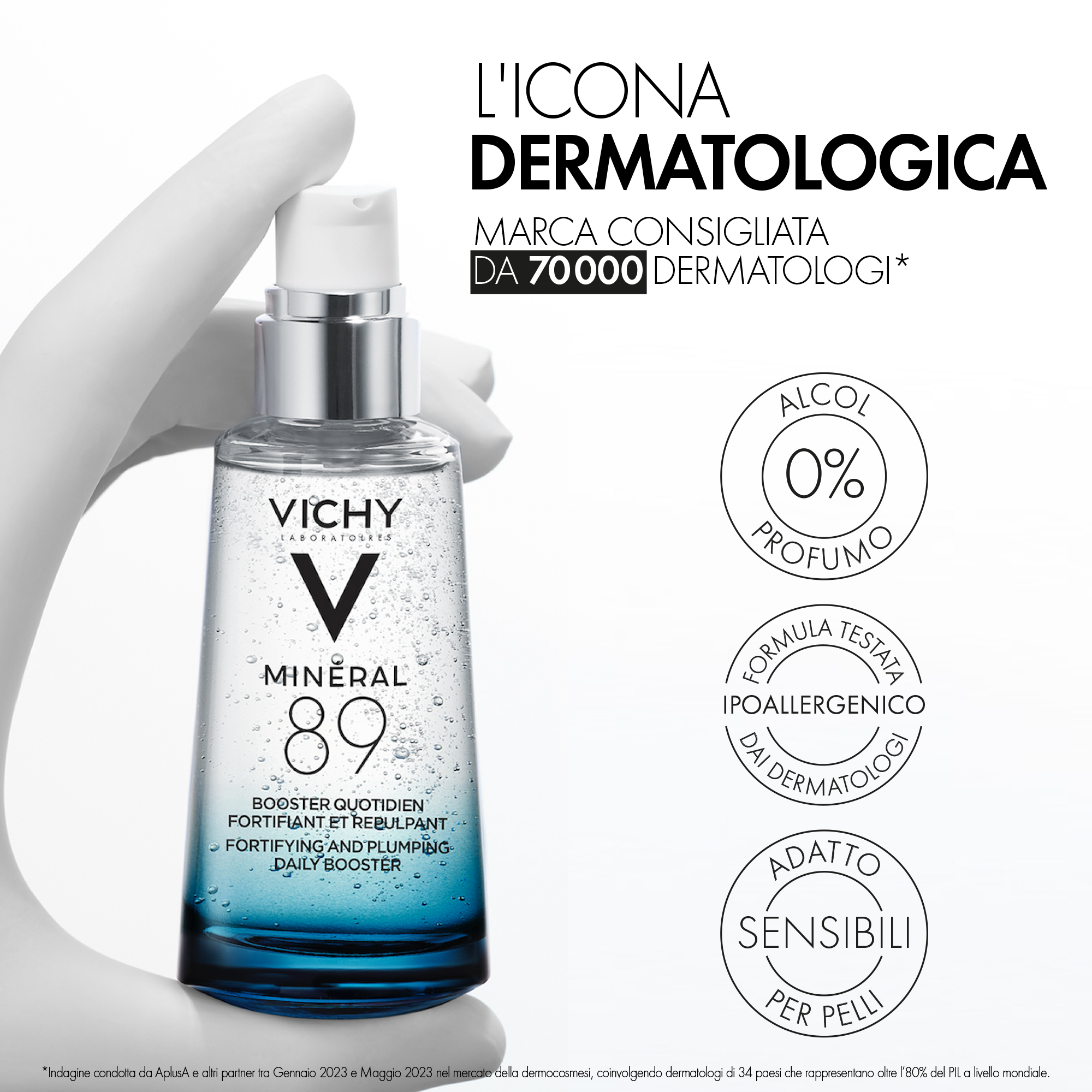 Vichy Minéral 89 - Booster Quotidiano Con Acido Ialuronico Fortificante E Rimpolpante 75ml