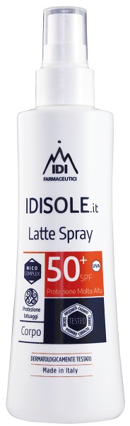 IDISOLE Crema Corpo Protezione Solare spf50+ Tatuaggi Latte spray per pelle tatuata 200ml