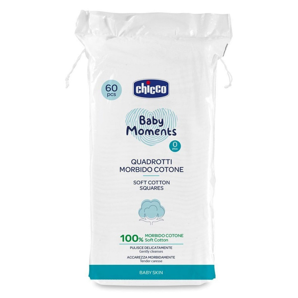 Chicco Baby Moments Quadrotti Morbido Cotone 60 Pezzi  0m