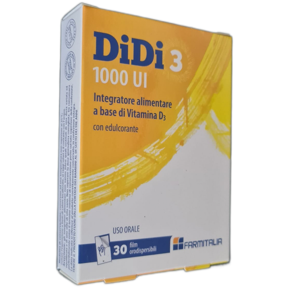 Vitamina D - DiDi 3 1000 UI Integratore Vitamina D3 30 Film orodispersibili -SCADENZA AGOSTO 2025 Vitamina D - DiDi 3 1000 UI Integratore Vitamina D3 30 Film orodispersibili -SCADENZA AGOSTO 2025
