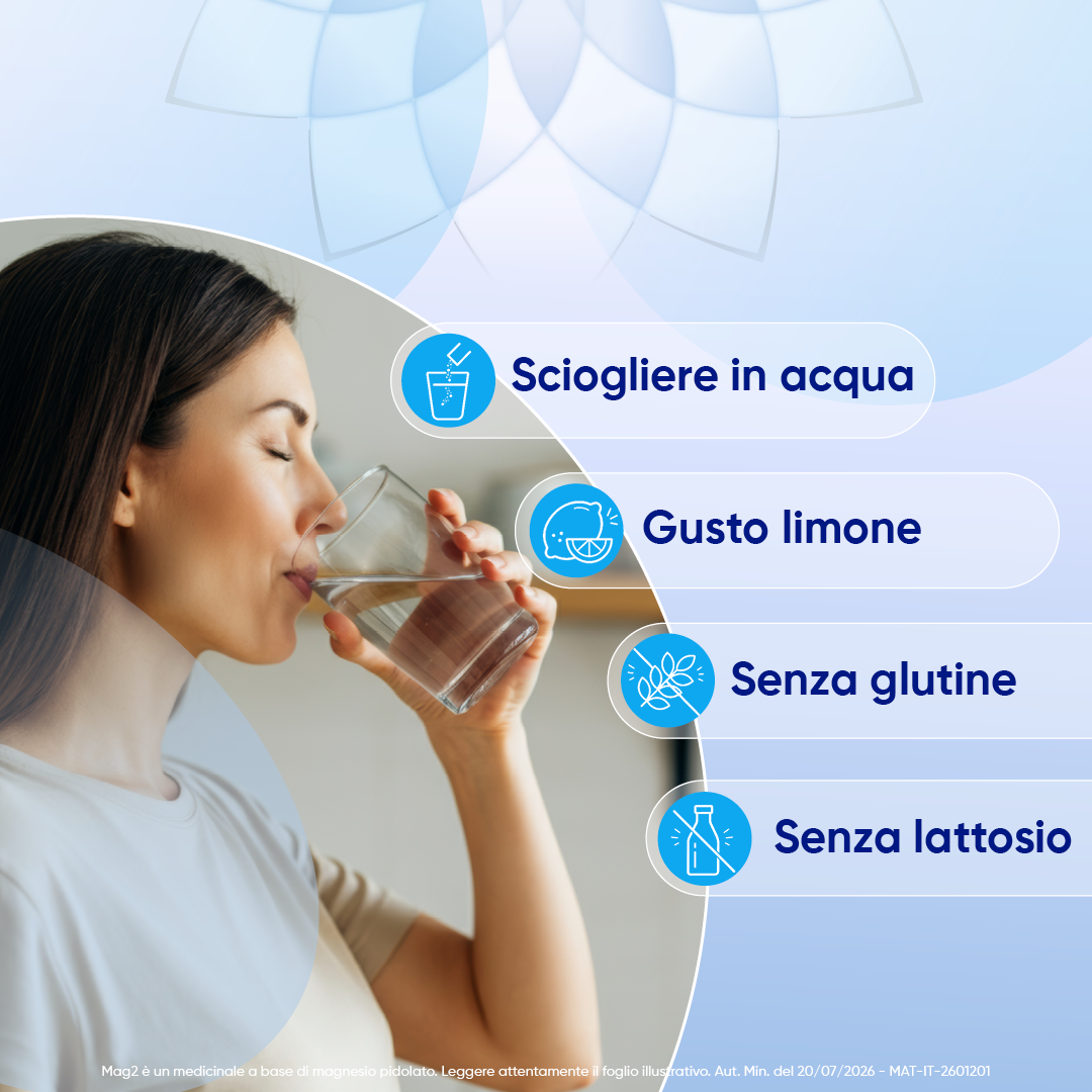 MAG2 Magnesio Pidolato 2,25 g Polvere - Soluzione Orale Per Stanchezza E Debolezza Muscolare 40 Bustine