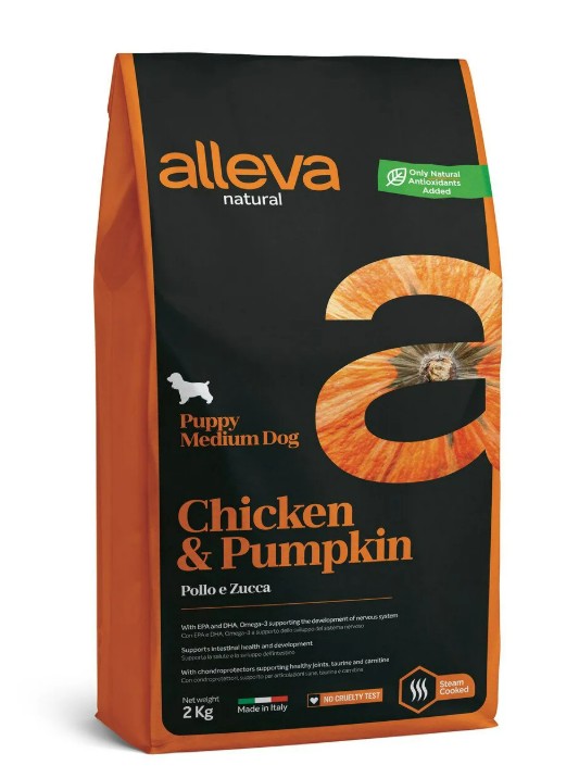 ALLEVA NATURAL DOG PUPPY CHICKEN AND PUMPKIN MEDIUM KG 2 - P00204