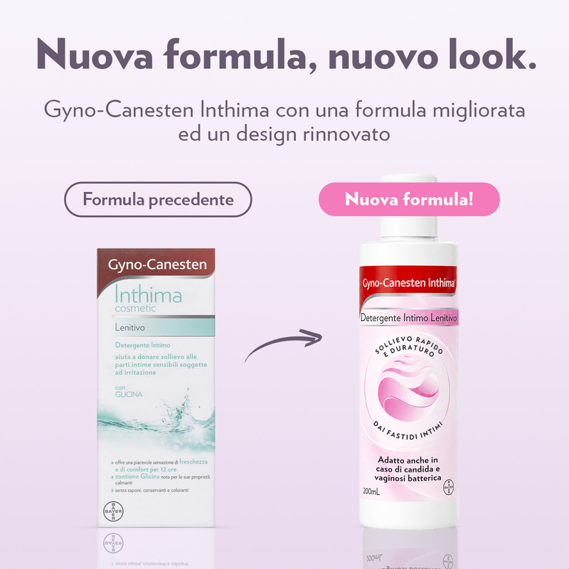 Gyno-Canesten Inthima Lenitivo, Detergente Intimo, Candida, Vaginosi, Glicina e Pepe rosa, Sollievo da Odori e Fastidi, Senza Saponi Conservanti e Coloranti, 200 ml