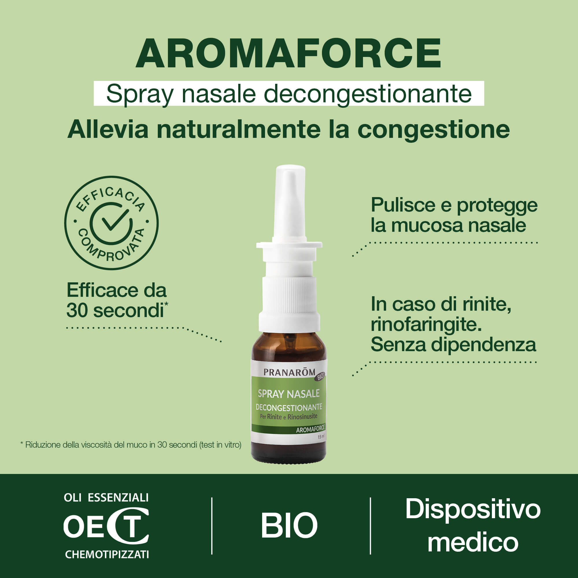 Pranarom Aromaforce - Spray Nasale Decongestionante Bio 15 ml