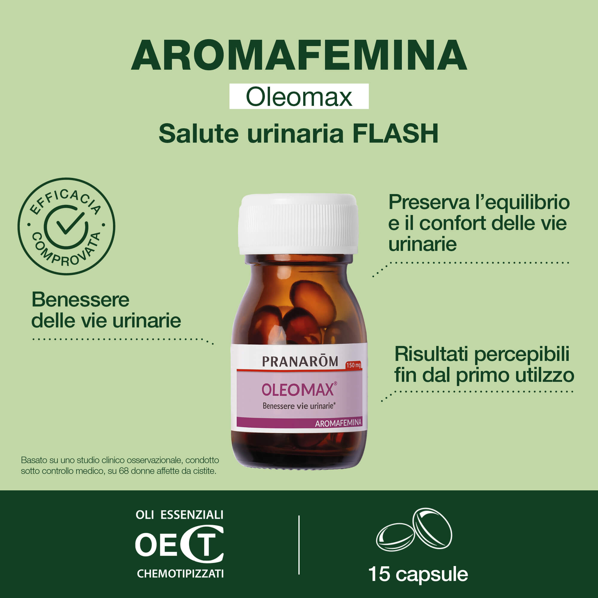 Pranarom Aromafemina - Oleomax 15 Capsule Per Il Benessere Delle Vie Urinarie