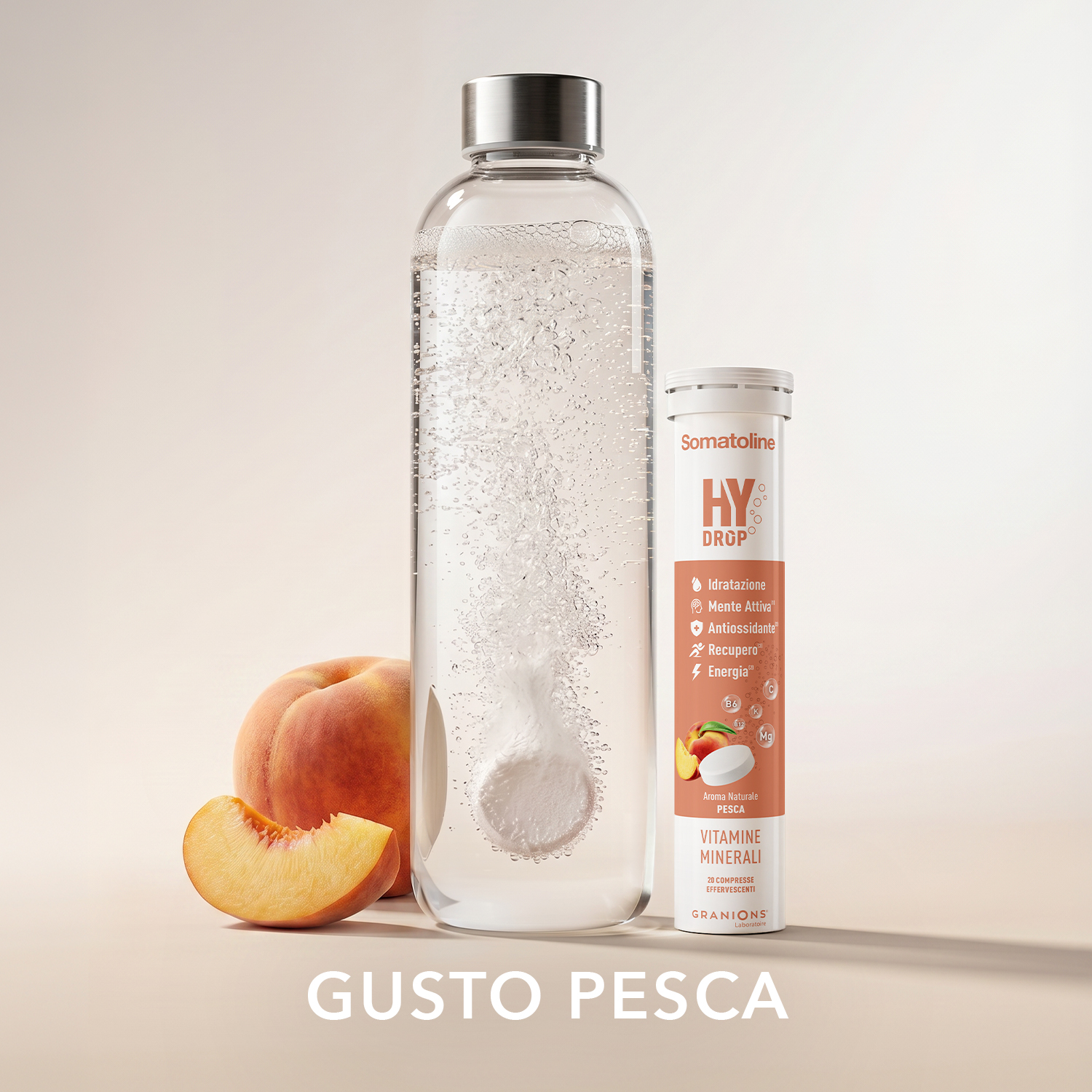 Somatoline SkinExpert Hydrop 20 Compresse Effervescenti Gusto Pesca - Integratore Per Il Metabolismo Energetico