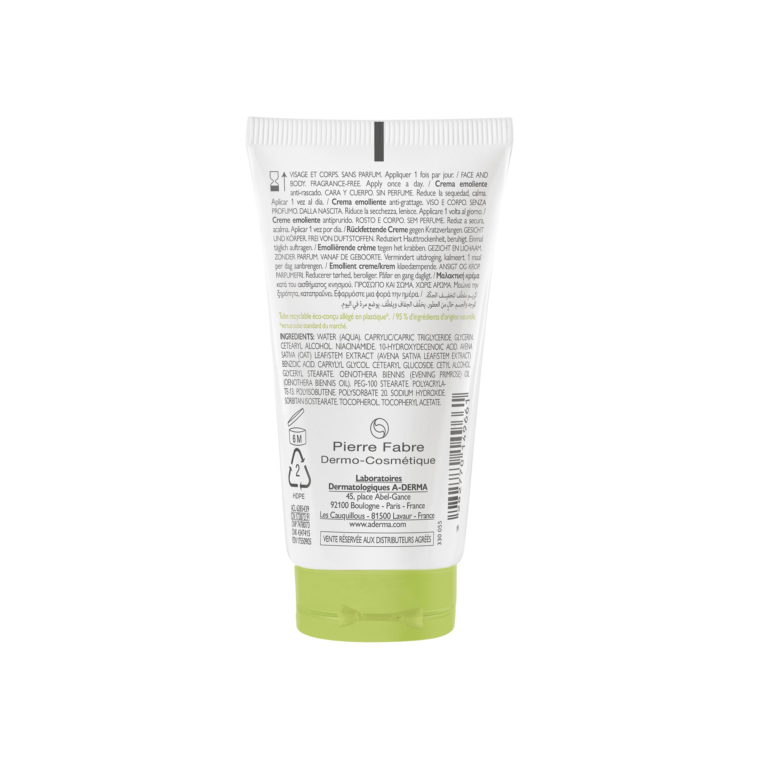 A-Derma Exomega Control - Crema Emolliente Anti-Grattage Per Pelle Secca A Tendenza Atopica 50 ml