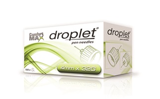 Droplet Ago Penna 32G Per Insulina Comfort Max 4 mm 100 Pezzi