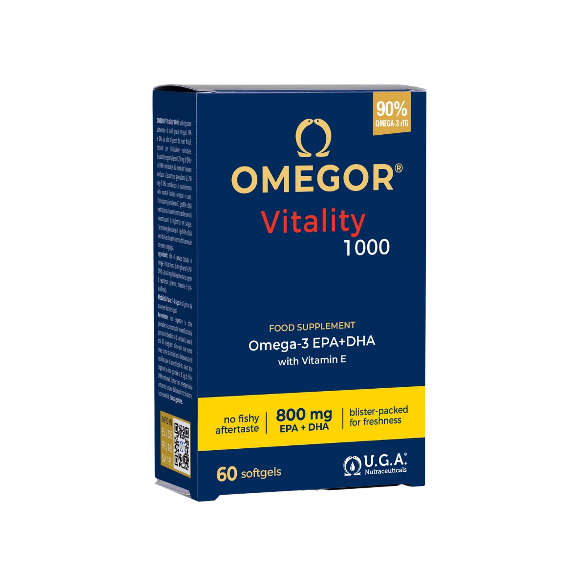 Omega 3 - Omegor Vitality 1000 - Integratore per cuore e circolazione - 60 capsule molli