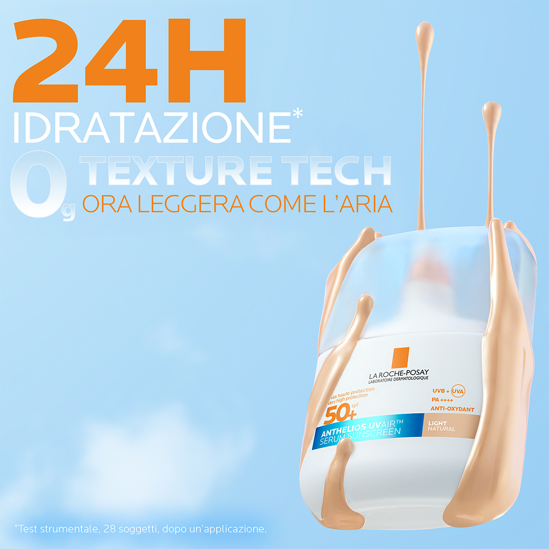 La Roche-Posay - Anthelios Uvair Serum Sunscreen SPF50+ Viso 50 ml - Tonalità Chiara