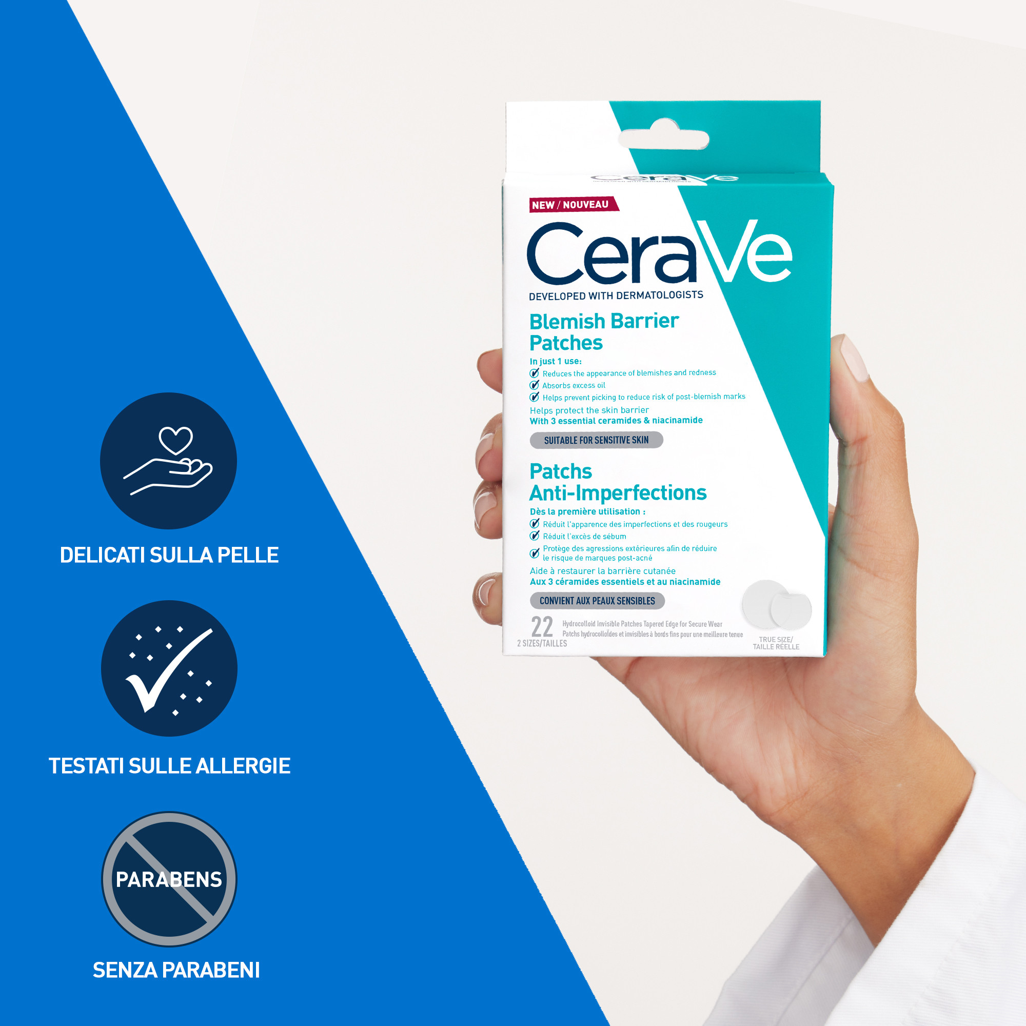 CeraVe Patches Idrocolloidali Anti Brufoli, Per Pelli a Tendenza Acneica, Trasparenti e Invisibili sulla Pelle, Non lascia segni, Con Niacinamide e 3 Ceramidi Essenziali, 22 Pezzi