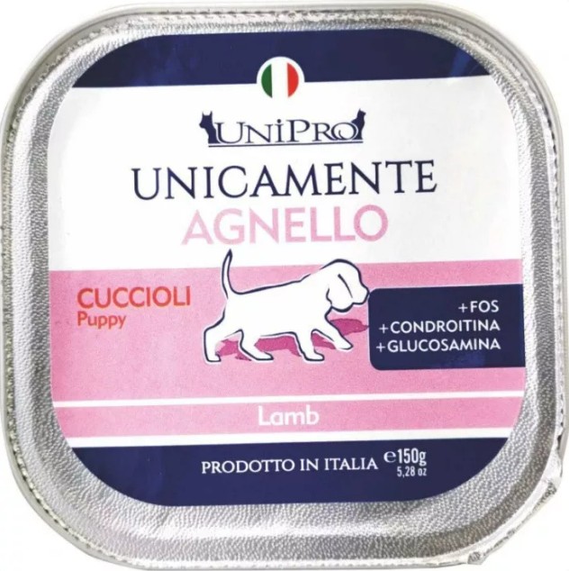 UNIPRO CANE MONOPROTEICO CUCCIOLI PUPPY AGNELLO 150GR (vaschetta)