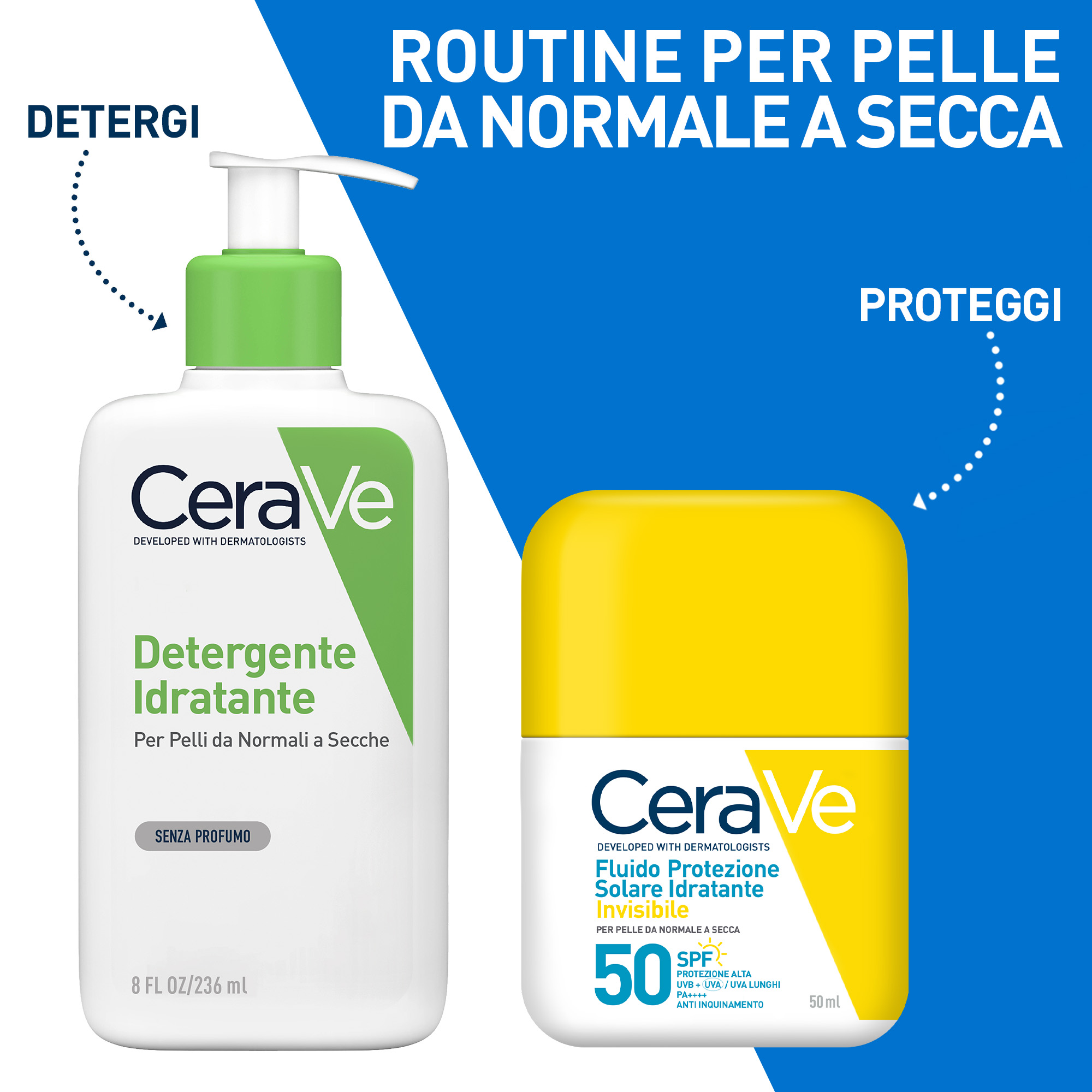 CeraVe Fluido Solare Idratante Invisibile - Protezione Solare SPF50 Viso 50 ml