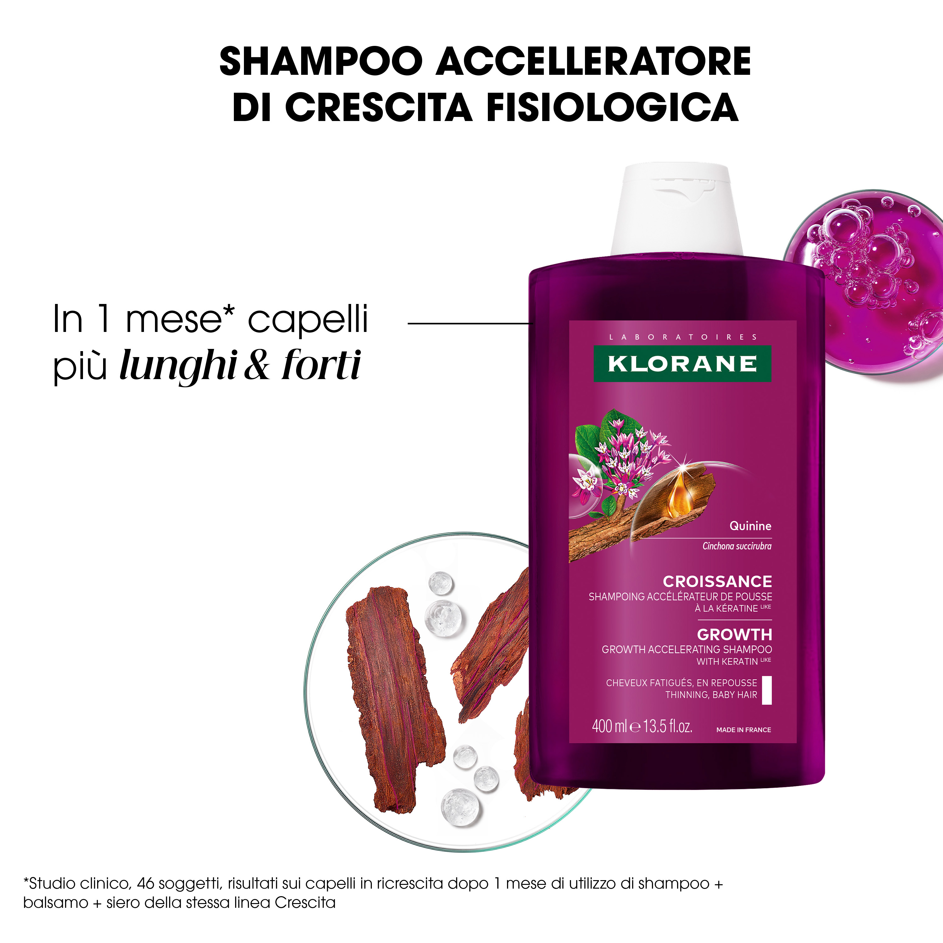 Klorane - Chinina Crescita - Shampoo Acceleratore Di Crescita Fisiologica 400 ml