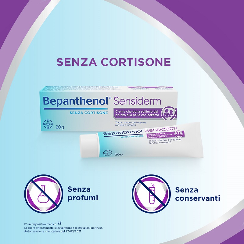 Bepanthenol Sensiderm Crema, per Pelle secca o irritata, Dermatite, Eczema, Reazioni allergiche, con Pantenolo, Senza Cortisone, Allevia Prurito e Arrossamento, Tubo da 20g Bepanthenol Sensiderm Crema, per Pelle secca o irritata, Dermatite, Eczema, Reazioni allergiche, con Pantenolo, Senza Cortisone, Allevia Prurito e Arrossamento, Tubo da 20g