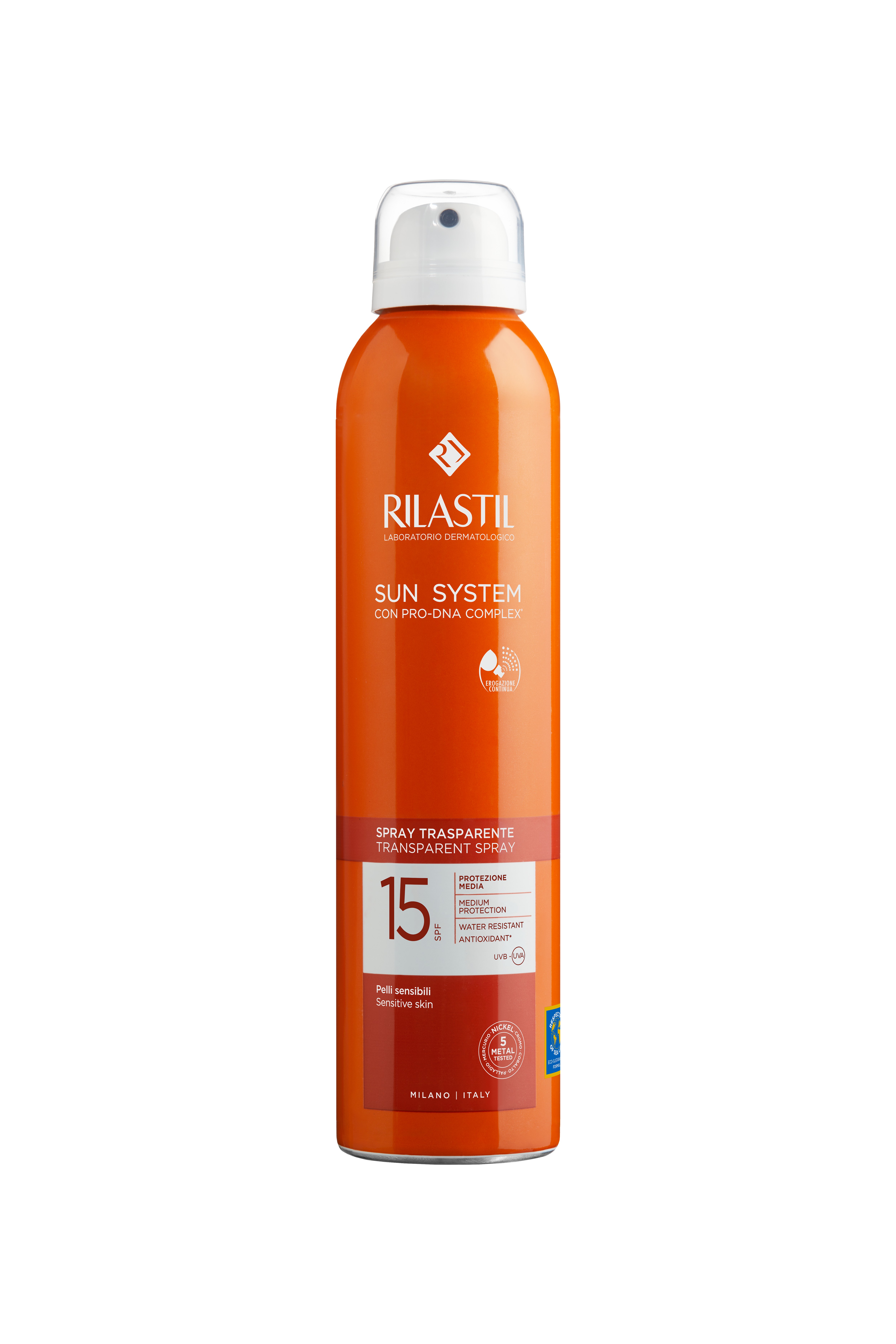 Rilastil Sun System - Spray Solare Trasparente Corpo SPF15 Per Pelli Sensibili 200 ml