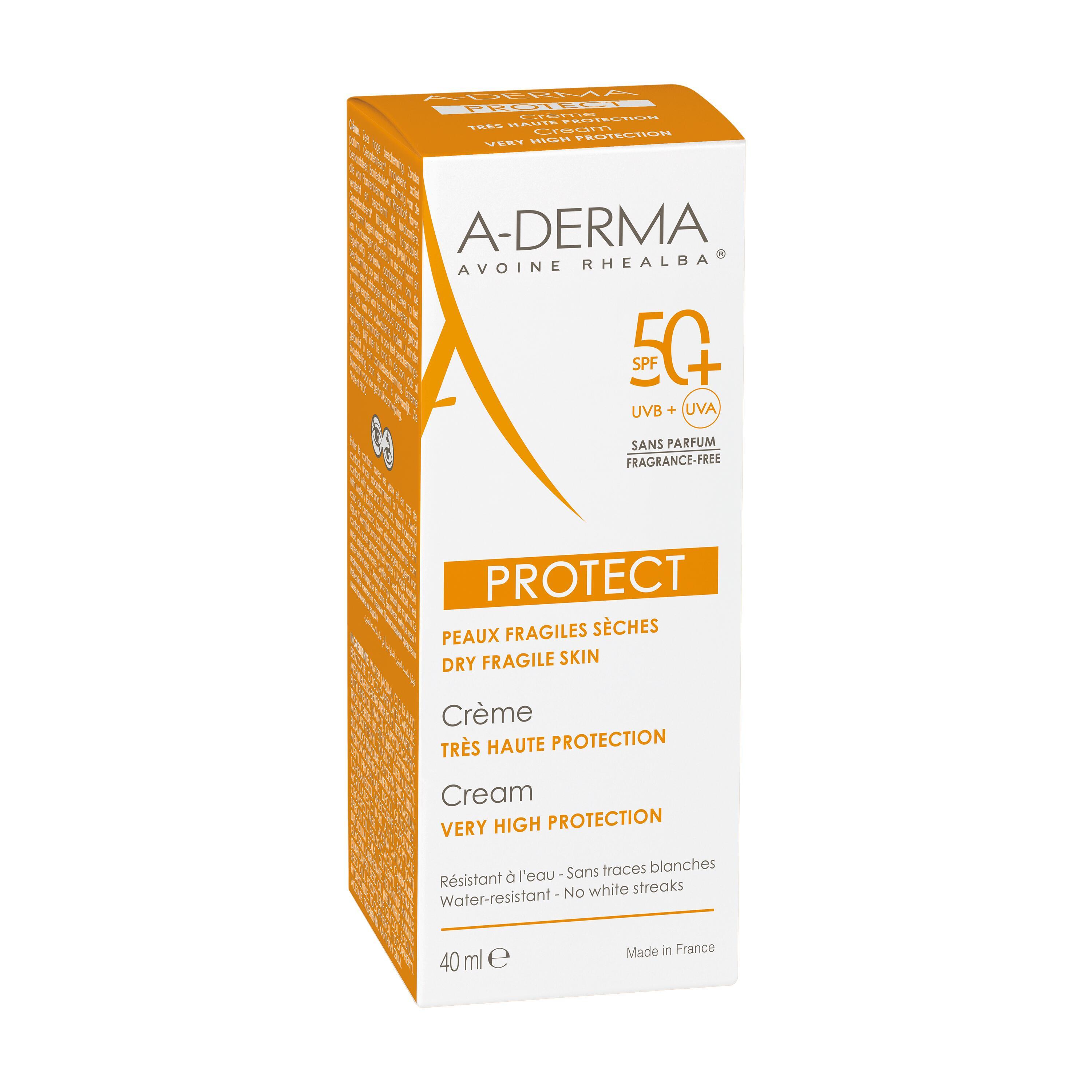 A-Derma - Protect - Crema Solare Senza Profumo SPF50+ Protezione Solare Molto Alta Viso 40 ml