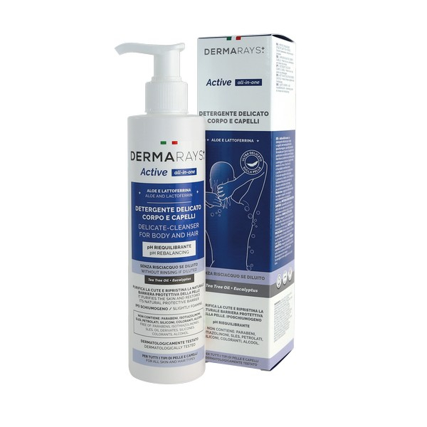 DERMARAYS ACTIVE DETERGENTE DELICATO CORPO E CAPELLI 250ML DERMARAYS ACTIVE DETERGENTE DELICATO CORPO E CAPELLI 250ML