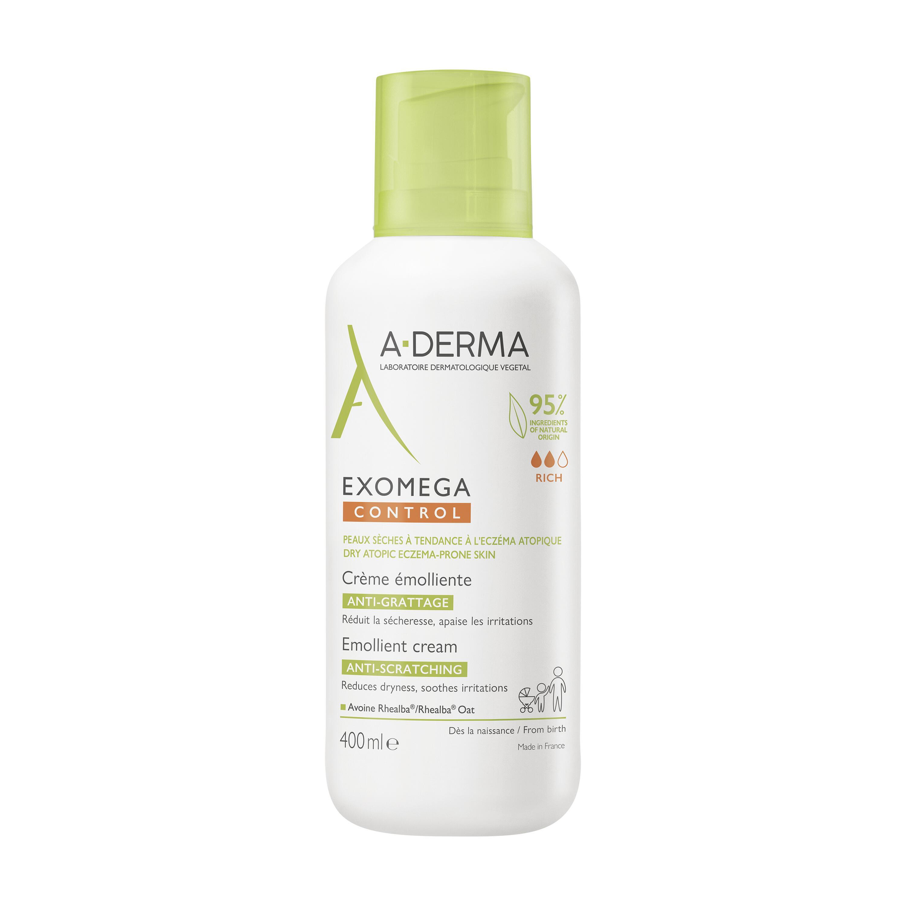A-Derma Exomega Control - Crema Emolliente  Anti-Grattage Per Pelle Secca A Tendenza Atopica 400 ml 