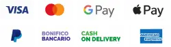 Pagamenti sicuti con Paypal, Visa, Mastercard, Google Pay e Apple Pay