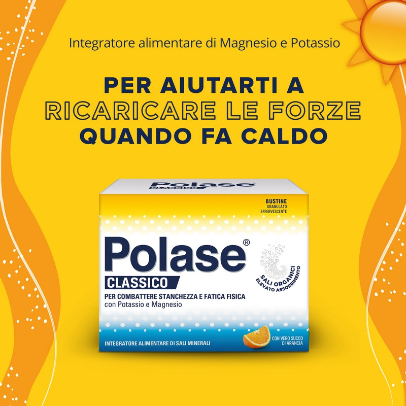 Polase Classico Magnesio e Potassio Integratore Alimentare Sali Minerali Gusto Arancia, 36+36 Bustine