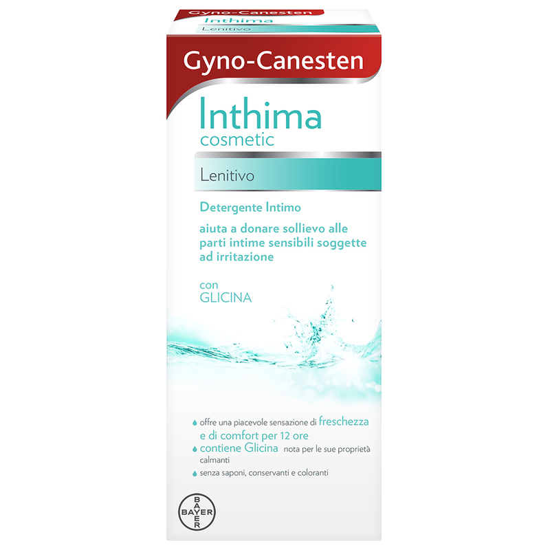 Gyno-Canesten Inthima, Detergente Lenitivo per Igiene Intima, con Glicina, Sensazione di Freschezza e Comfort per 12 ore, 0% Sapone, Conservanti e Coloranti, Flacone da 200 ml