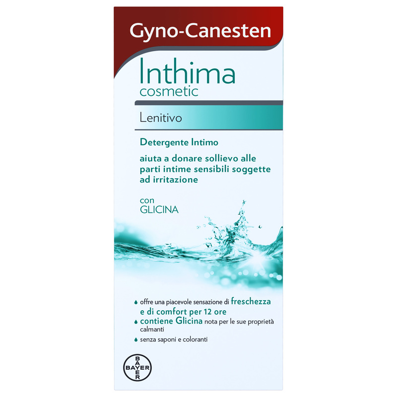 Gyno-Canesten Inthima, Detergente Lenitivo per Igiene Intima, con Glicina, Sensazione di Freschezza e Comfort per 12 ore, 0% Sapone, Conservanti e Coloranti, Flacone da 200 ml