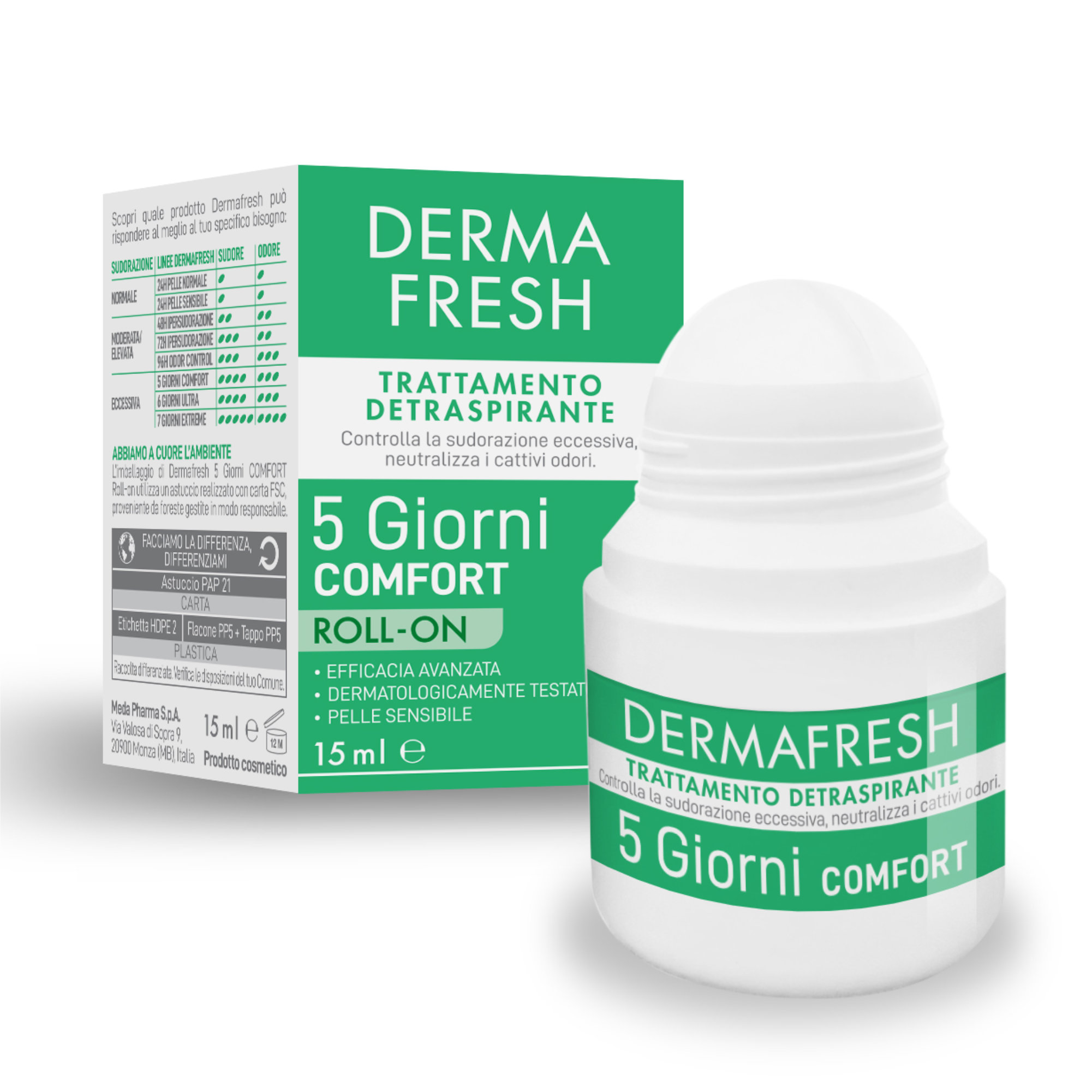 Dermafresh 5 Giorni Comfort - Trattamento Detraspirante Roll-On 15 ml