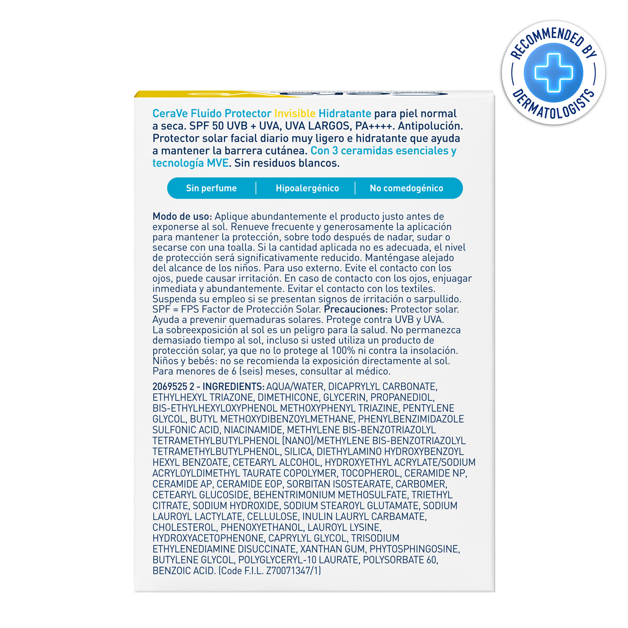 CeraVe Fluido Solare Idratante Invisibile - Protezione Solare SPF50 Viso 50 ml