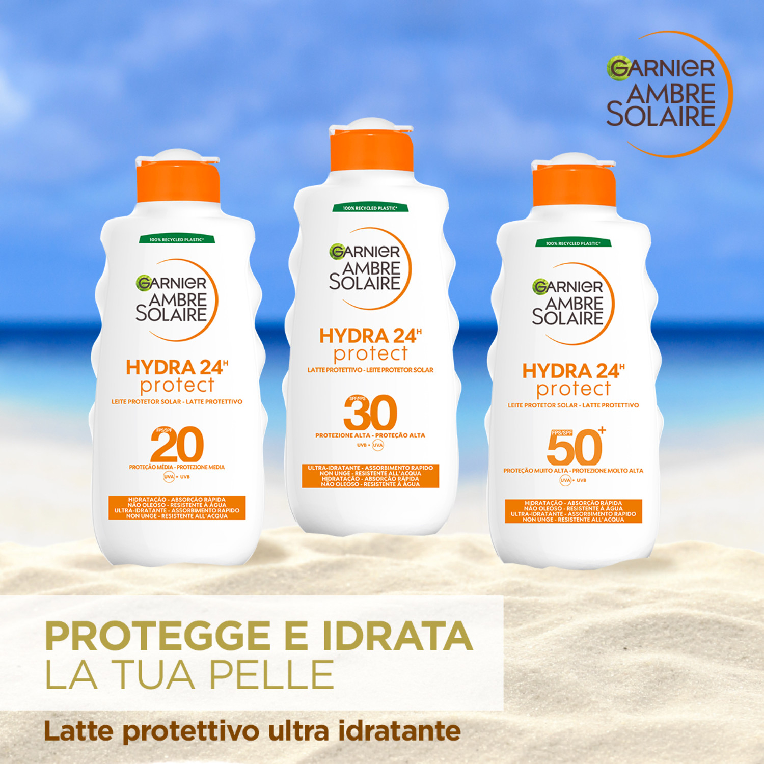 GARNIER AMBRE SOLAIR HYDRA 24 PROTECT LATTE CLASSICO SPF 30 200 ML