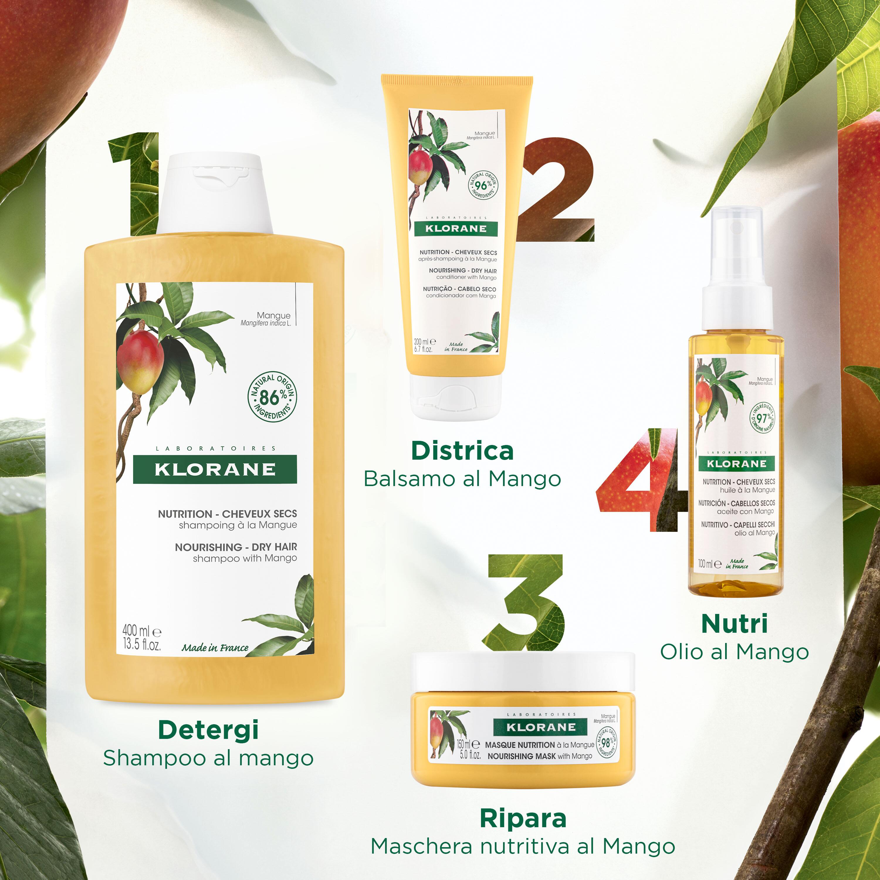 Klorane - Olio Nutritivo Al Mango Per Capelli Secchi 100 ml
